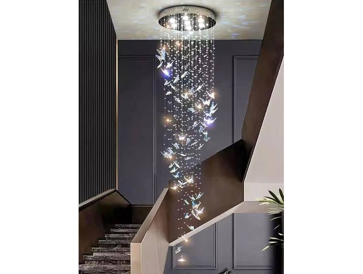 Nordique Villa hôtel papillon cristal lustre salon de luxe K9 cristal suspension Lustre escalier plafond lustres