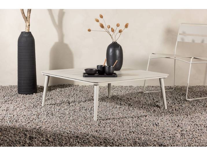 Garten Couchtisch Hannes - Aus beigem Aluminium - Beige - Luxusbetten24