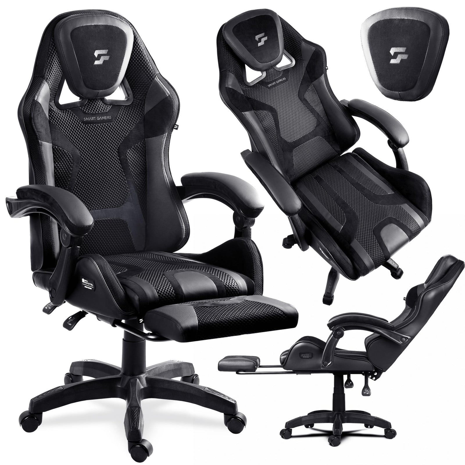 Ergonomische Gaming Chair voor volwassenen, Zwart