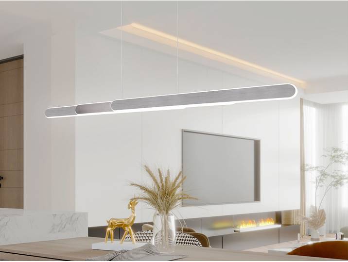 LED Pendelleuchte HELIOS Silber mit TOUCH Dimmer