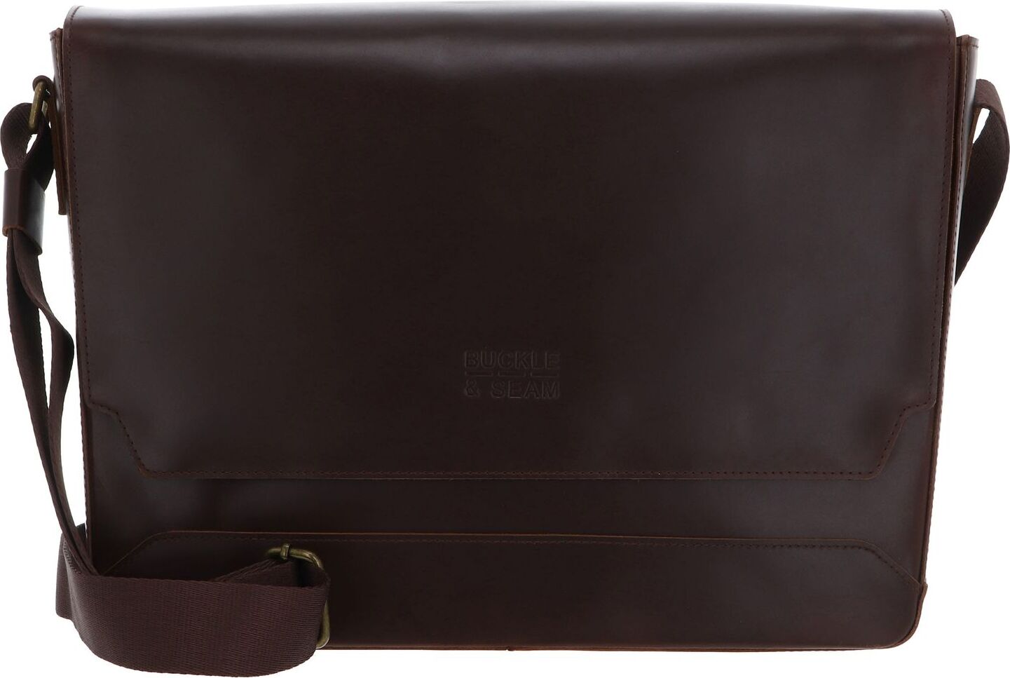 BUCKLE & SEAM Umhängetasche mit Laptopfach Times Messenger Bag Brown / Dot braun