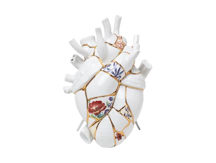 Design Vase „Love in Bloom Kintsugi“ mit Echtgold verziert Weiss, Gold Seletti