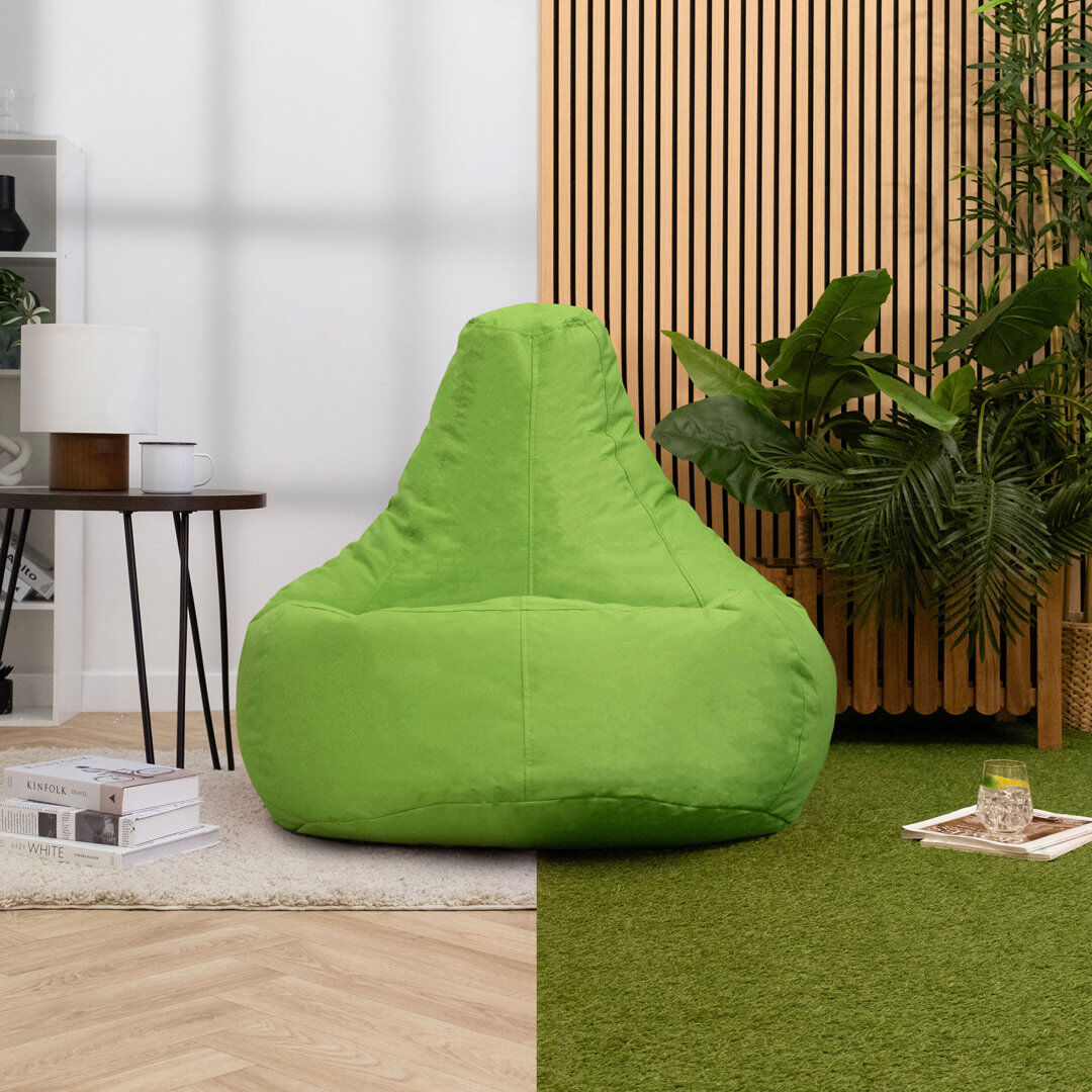 icon Dalton High Back Adult Gaming Indoor Outdoor Bean Bag Chair, Black Lime Green Medium