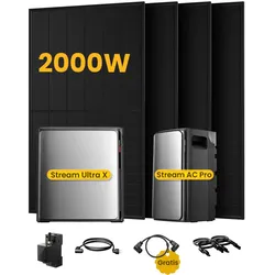 EcoFlow Stream Ultra X, All-in-One Speicher für Balkonkraftwerke, mit 4 x 500 Bifaziale Solarmodule, by Powerness - Stream Ultra X + Stream AC Pro | 5760Wh / 1x Smart Meter / Standardversand