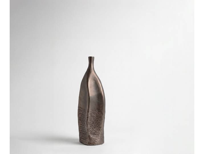 DELIFE Vase Norevo B14 x T13 x H40 cm Aluminium Hämatit Gegossen, Wohnaccessoires