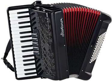Startone Piano Accordion 72 Black MKII Noir avec soufflet rouge