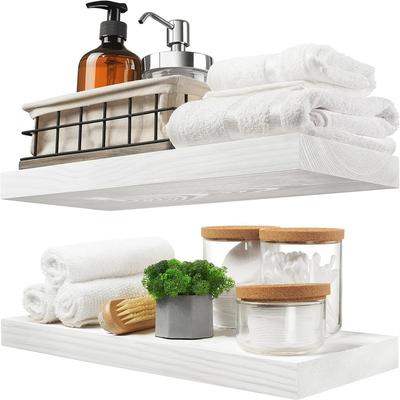 No Natural Wood Floating Shelves Set of 2