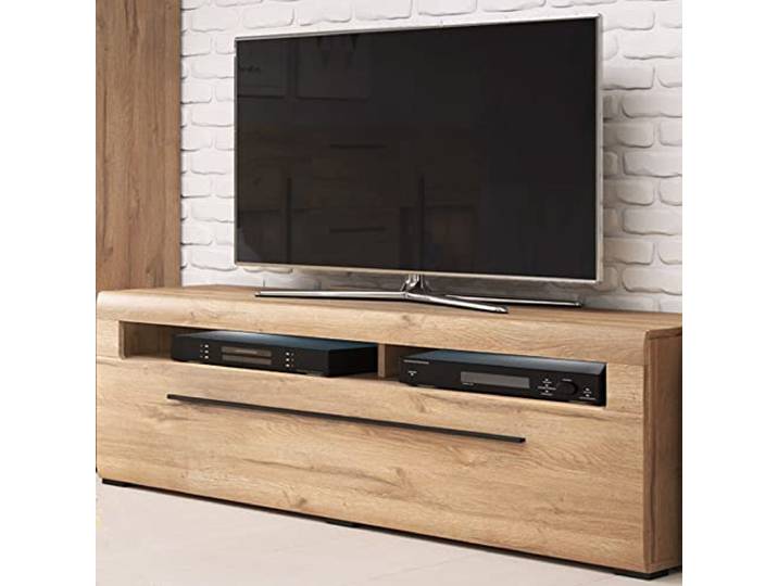 Lomadox TV Lowboard 140 cm breit Eiche Grandson Nb. mit LED Beleuchtung, B/H/T: ca. 140/52/50 cm