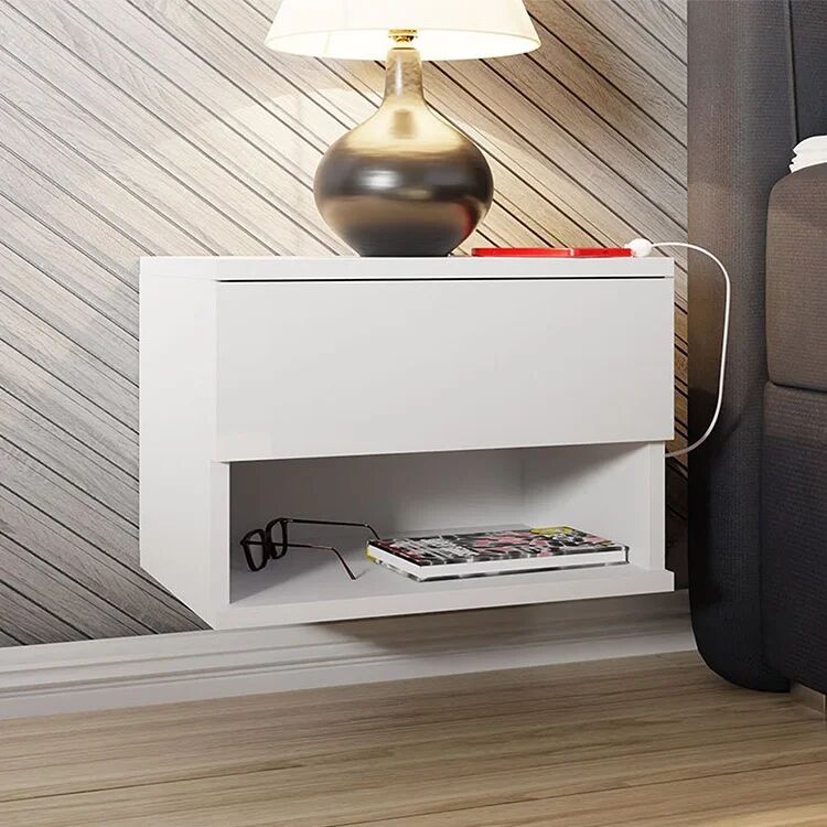 garneroarredamenti Comodino sospeso 45x32h cm con cassetto bianco Frog