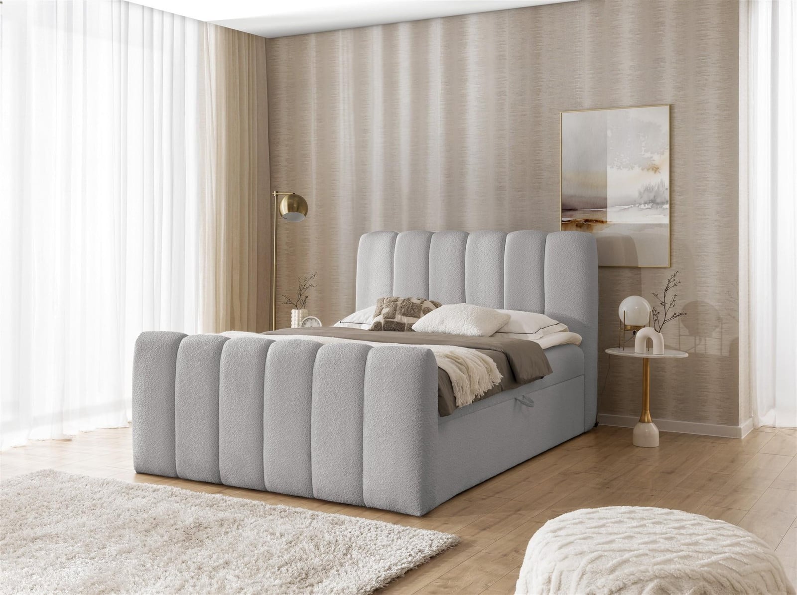 Fun-Möbel Boxspringbed Denis Zilvergrijs Catch Me Stof B/D/H: 160 x 200 cm