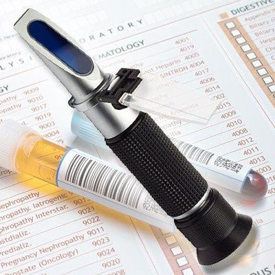Dripio Refractometer voor dierenartsen met drie schalen en automatische temperatuurcompensatie (ATC)