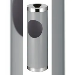 PROREGAL Runder Metall Kombiascher mit ovaler Einwurfsöffnung | 30 Liter, HxØ 72x24cm | Grau