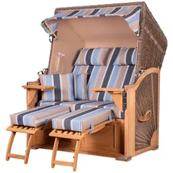 Mr. Deko Strandkorb - bene living - Schaalsee Teak - PE grau - Modell 580 - inkl. Liftersystem