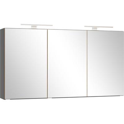 Spiegelschrank WELLTIME "TRIENT, 3D-Spiegelschrank 120 cm, gedämpfte Scharniere", onyx, grau, wildeiche, B:120cm H:64cm T:20cm, MDF, Schränke, onyx-grey/Wildeiche, gedämpfte Scharniere