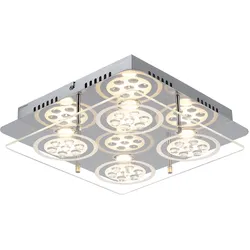 LED Deckenlampe Deckenleuchte Wohnzimmerlampe Kristalloptik Silber Metall H 8 cm