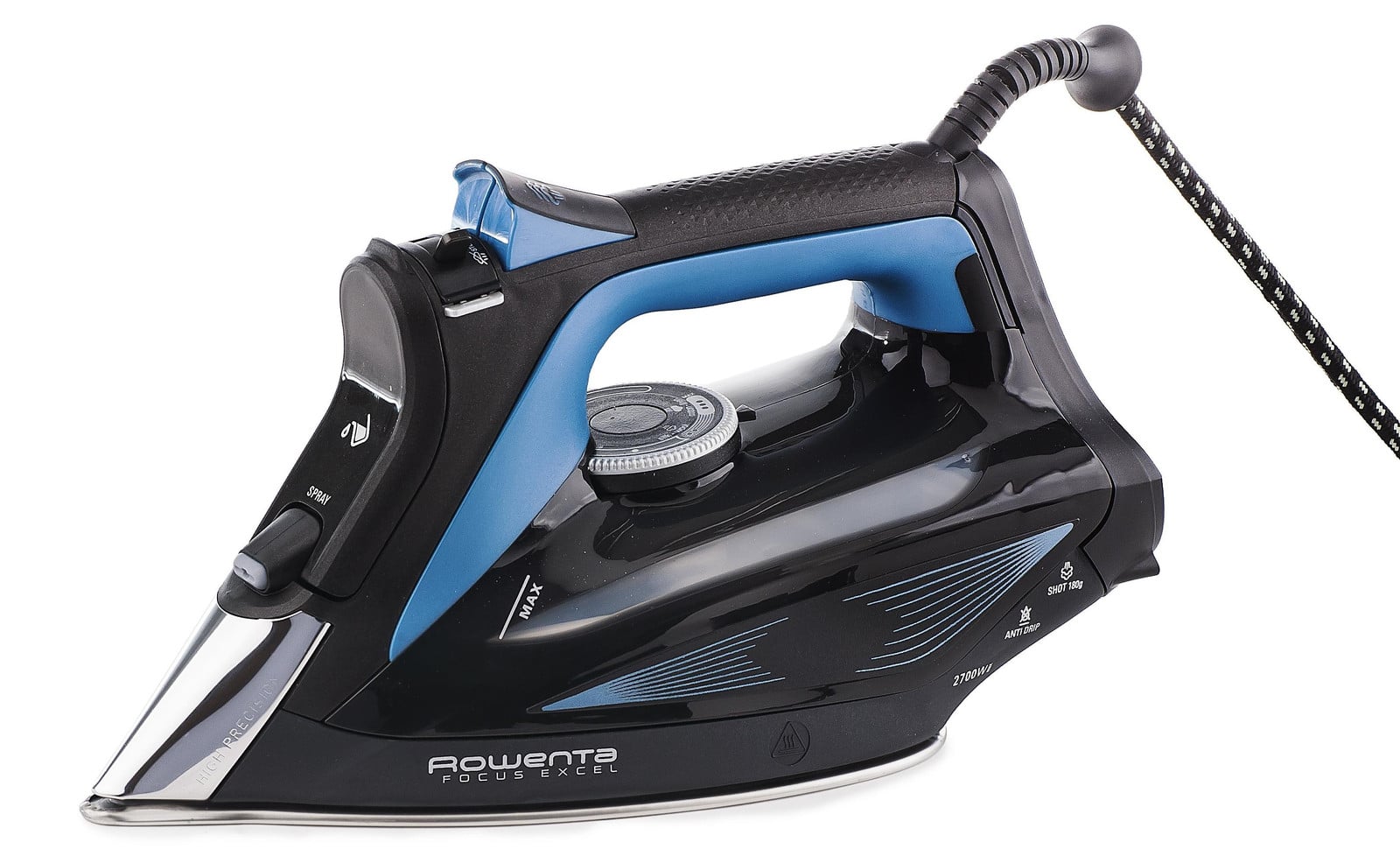 Rowenta Focus Excel DW 5310 stoomstrijkijzer, zwart-blauw