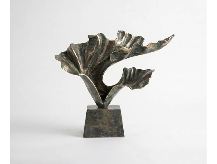 Skulptur Ginkara B60 x T18 x H57 cm Aluminium Verde Antico Handgemacht, Wohnaccessoires