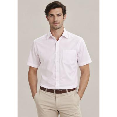 Kurzarmhemd MAN'S WORLD, Herren, Gr. 41/42 (L), N-Gr, rosa, Obermaterial: 55% Baumwolle, 45% Polyester, unifarben, Basic, normal, gerader Abschluss, Hemden, Kurzarm