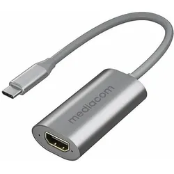 Mediacom Usb-C zu Hdmi Konverter (USB-C, 1 Port), Dockingstation + USB Hub, Grau