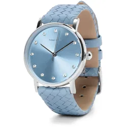 Tchibo - Armbanduhr mit Lederband - silber