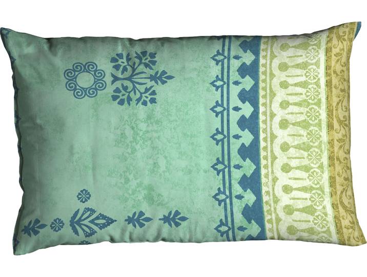 Kissenbezug CASATEX Indi , blau (türkis), B:80cm L:40cm, Satin, Obermaterial: 100% Baumwolle, Kissenbezüge, Kissenbezug, Kissenbezug mit Ornamenten, passend zur Bettwäsche in Qualität Satin