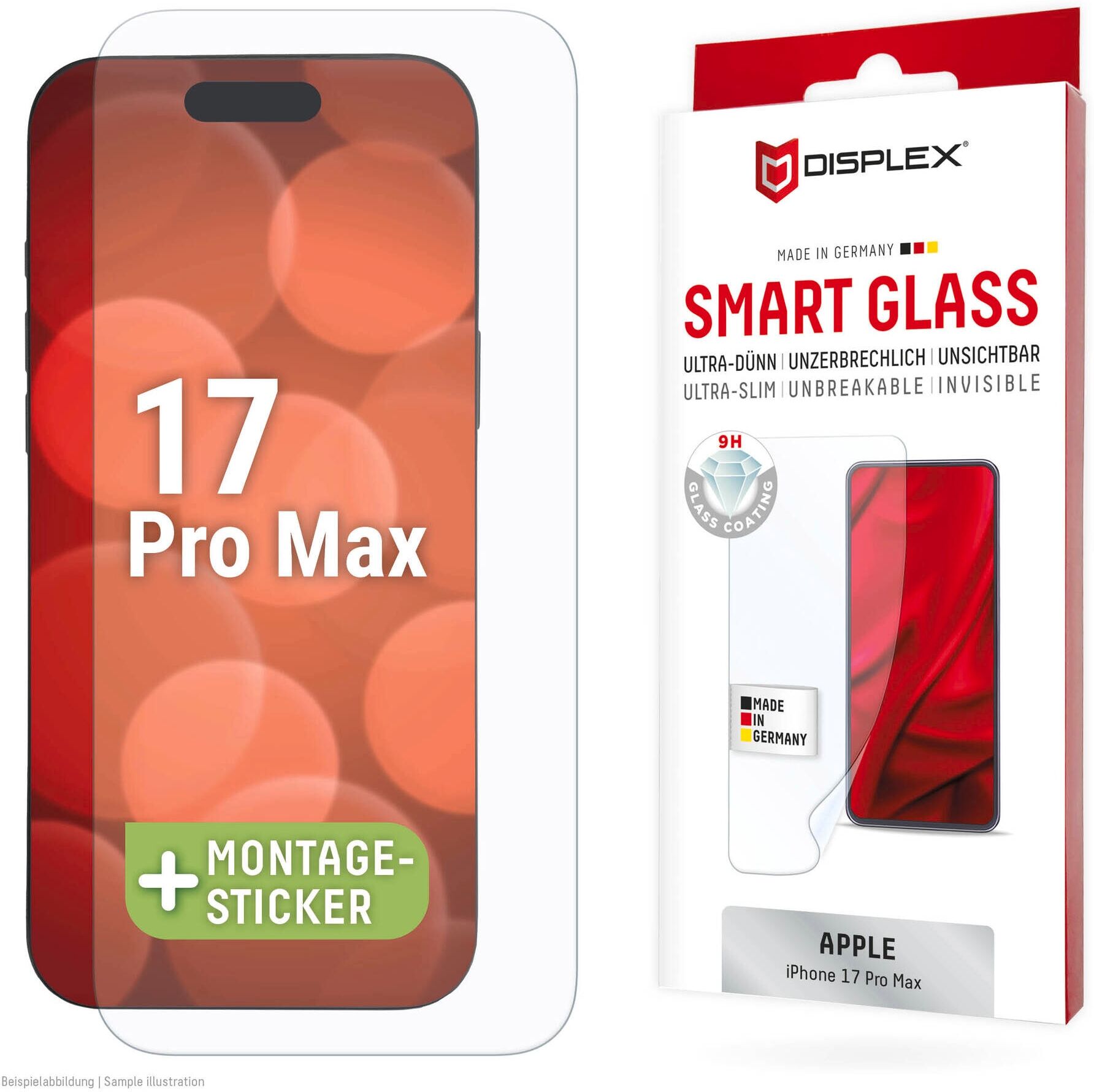 Displex Displayschutzglas "Smart Glass Screen Protector", transparent, B:11cm H:1,2cm T:19,5mm, Displayfolien, Displayschutzfolie, Schutzfolie, Bildschirmschutz, kratz- & stoßfest, Displayschutzglas