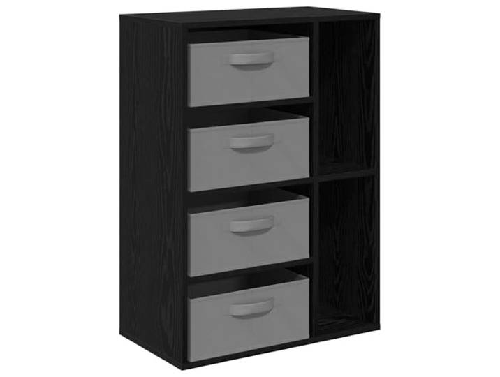 KPOTUERTU Sideboard Schwarze Eiche 60 x 33,5 x 84 cm Holzwerkstoff, Regalbretter, versenkte Griffe, minimalistisch, Wohnzimmer, Esszimmer, Stauraum