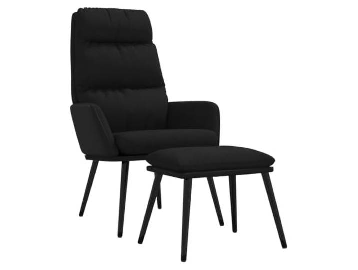 KTHLBRH Relaxsessel mit schwarzem Hocker, Stoff und Kunstleder, Struktur Schaumstoff, bequeme Armlehnen, freie Fußstütze, Belastung 110 kg, Lounge