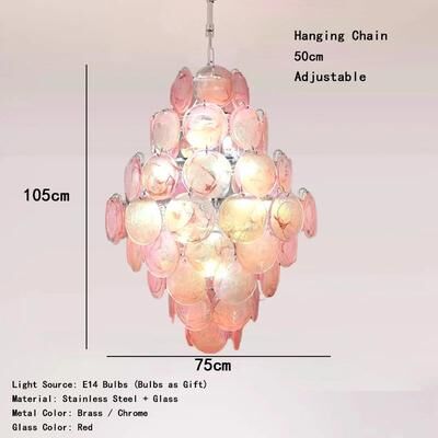 Inspired Living Italian Red Cloud Glass Pendant Lights Designer Ceiling Lamp For Dining Room & Home Interior b75cm changeable Light brass Metal