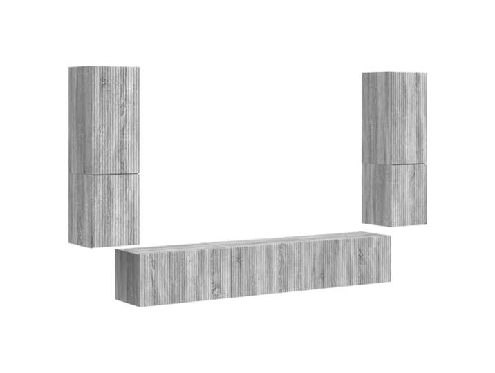 KTHLBRH TV-Möbel-Set, 4 Stück, grau, Sonoma-Holz, für die Wand Wandmöbel, Multimedia-Aufbewahrung, zeitgenössisches Design, kleines Wohnzimmer, klare Linien, Sonoma-Grau