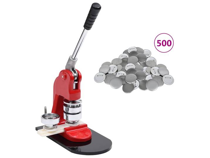 vidaXL Buttonmaschine mit 500 Button-Teilen 58 mm