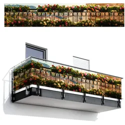 BALKON-SICHTSCHUTZ Blumen - Zaun - Stadtbild - Sommer Groß 500x95 cm