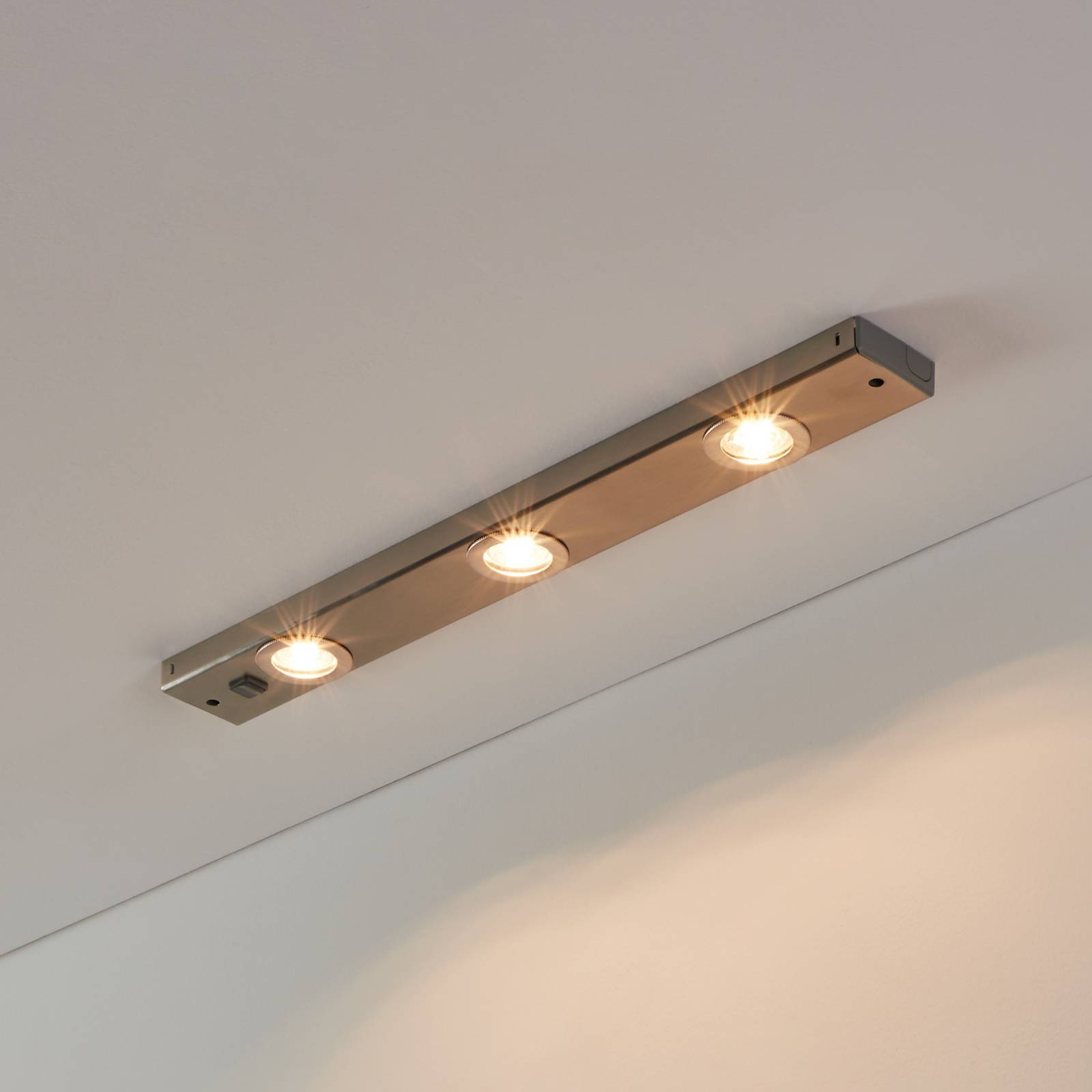 EGLO Kob LED under-cabinet light, switch, matt nickel, Alu / grey / zinc, Kitchen, metal, Modern, Furniture Light