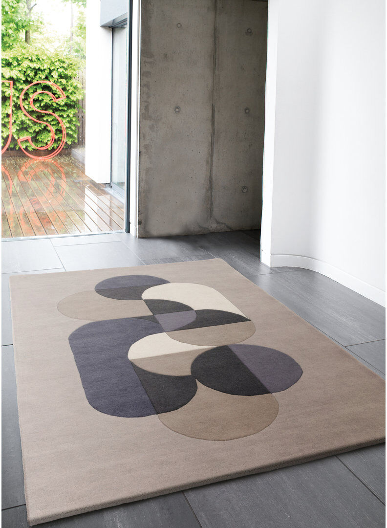 Ivy Bronx Brinlie Rectangle Abstract Wool Hand Tufted Dhurrie Gray Rectangle 160 x 230cm