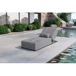 OUTFLEXX Porvoo Gartenliege, hellgrau/anthrazit, Aluminium/Polyester, 215 x 90 cm, verstellbare Rückenlehne, pulverbeschichtet