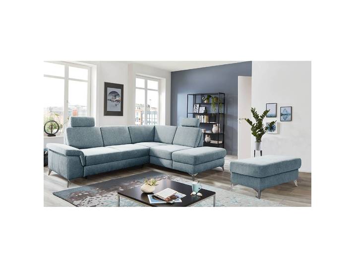 Ecksofa Dearborn Blau Chenille Alix 276 x 89 x 228cm Ottomane davorstehend rechts mit Schlaffunktion Modern