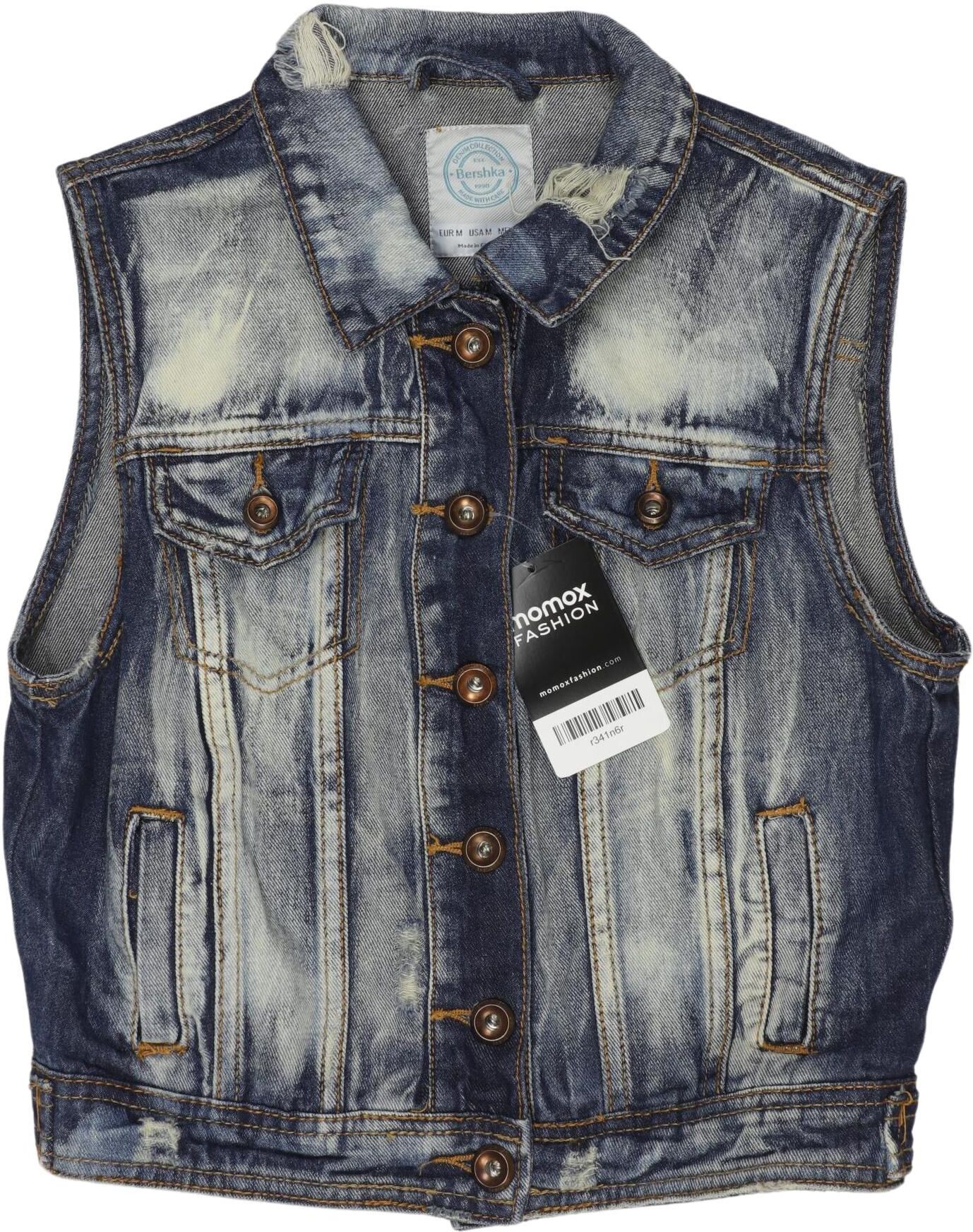 bershka Damen Weste, Blau, Gr. M, Baumwolle - Second Hand