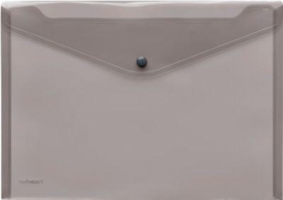 FolderSys Dokumententasche, DIN A4 quer, Druckknopfverschluss, PP, rauch transparent