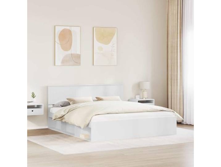 KTHLBRH Bettgestell Kiefer massiv weiß 180 x 200 cm Modernes Design, saubere Linien, Doppelzimmer, Naturholz