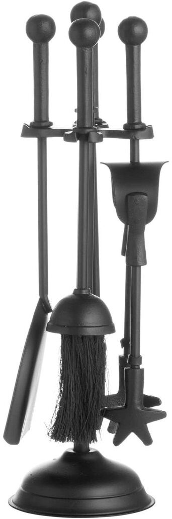 Astoria Grand Gaeta Steel Fireplace Tool Set Black
