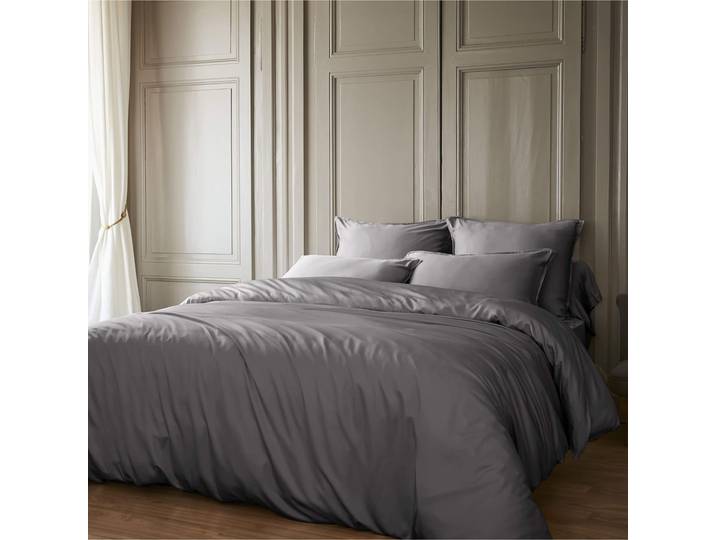 Parure de lit en bambou uni 260x240 anthracite