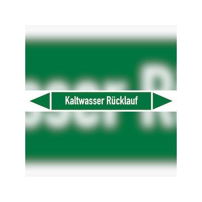 Rohrleitungskennzeichen Kaltwasser Rücklauf - 100x15 mm Folie selbstklebend