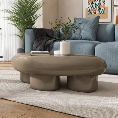 247 Shop At Home Modern Oval Glossy Low Profile Coffee Table