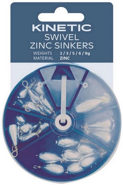 Kinetic Swivel Zinc Sinkers Sortiment