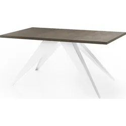 ESSTISCH Vance Weiß rechteckig ausziehbar, Dunkelgrauer Chicago Beton 140-240/80/76 cm