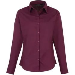 Premier Workwear Damen Popeline Bluse langarm PR300 aubergine 52 (5XL/24)