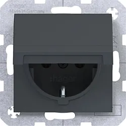 Hager WAS1110AT Steckdose SCHUKO mit Klappdeckel, schwerkraftf., Steckkl., A.x/C.x, ant mt la