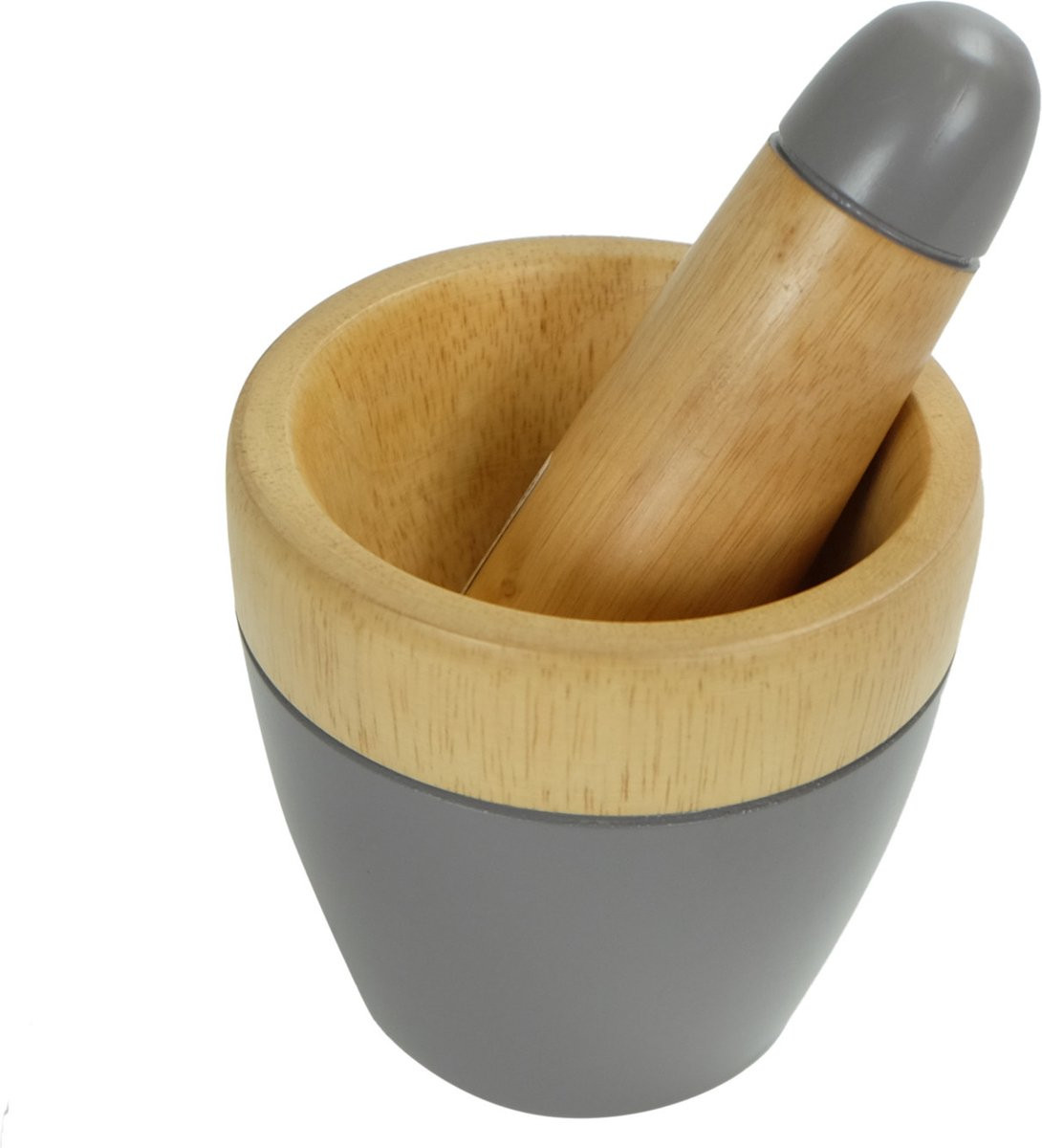 Fine Asianliving Handgemaakte Vijzel en Stamper Set van Mangohout, Grijs