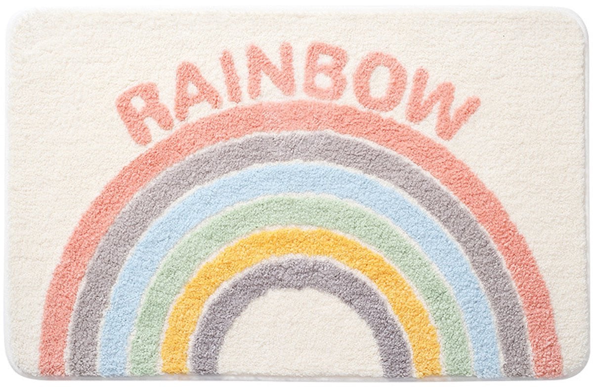 Laagpolige badmat met regenboogpatroon en antislip voor in de badkamer