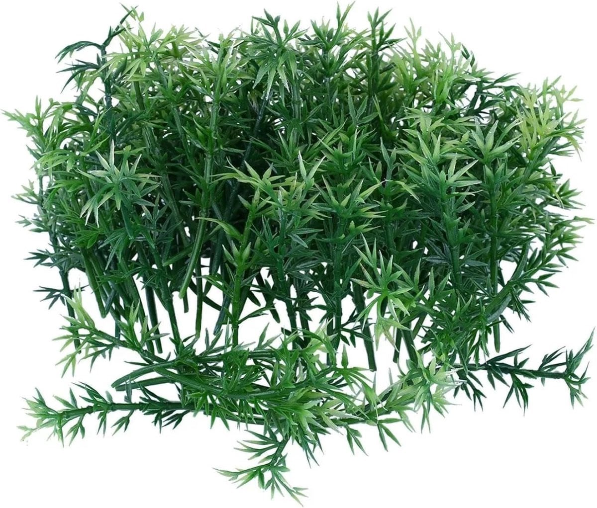 Set van 50 realistische groene miniatuur bamboe planten voor landschapsdecoratie